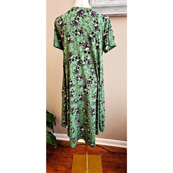 Lularoe Women's Carly Disney Minnie Mouse Print Pullover Midi Dress Size S Green - Picture 2 of 4